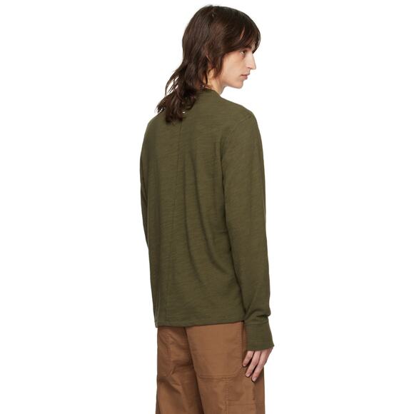 Rag & Bone | Men | Olive Green Basic Essential LS Slub Cotton Henley | Medium - Picture 13 of 15